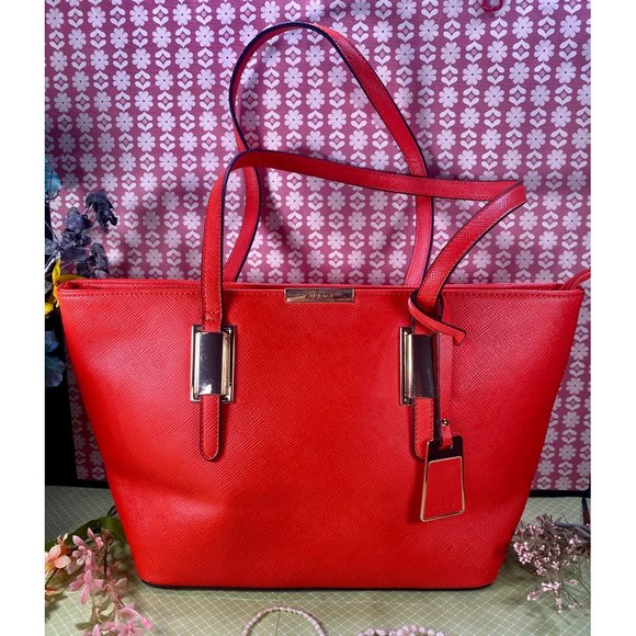 Aldo Tote, orange crossgrain leather, 14383, like NEW without tags, elegant - Picture 1 of 13